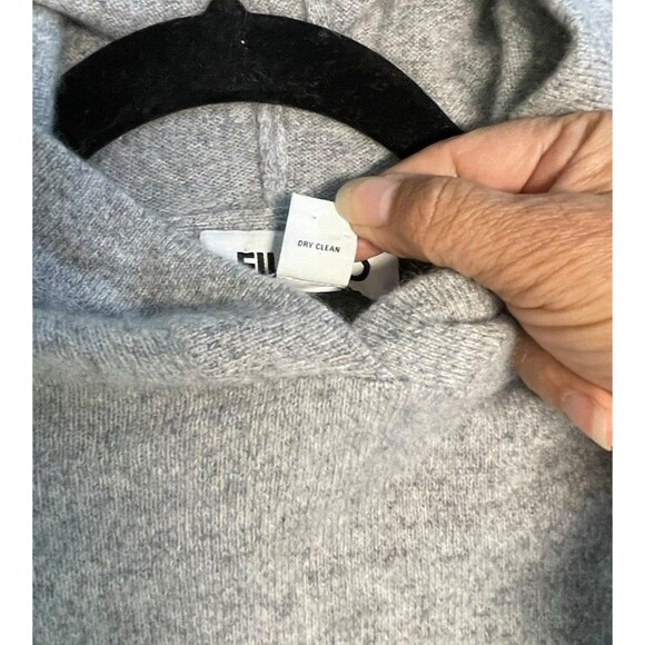 Filoro Womens 2 Ply Cashmere Long Sleeve Hooded Knit Sweater Pockets Gray M/L - Picture 5 of 9